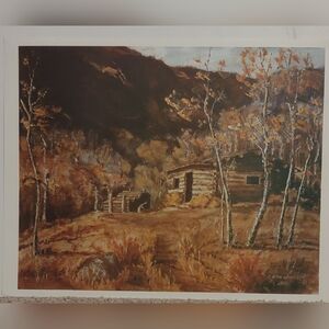 Vintage 1982 C. Ronald Johnson Signed Numbered Cabin in the Woods Print 17 x 22